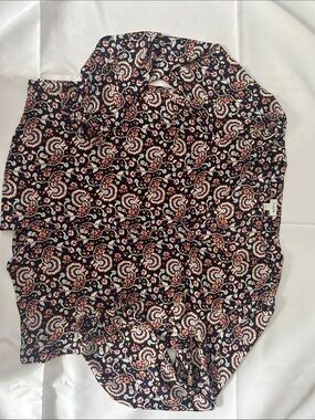 J. Crew Black Paisley Floral Button-Front Blouse